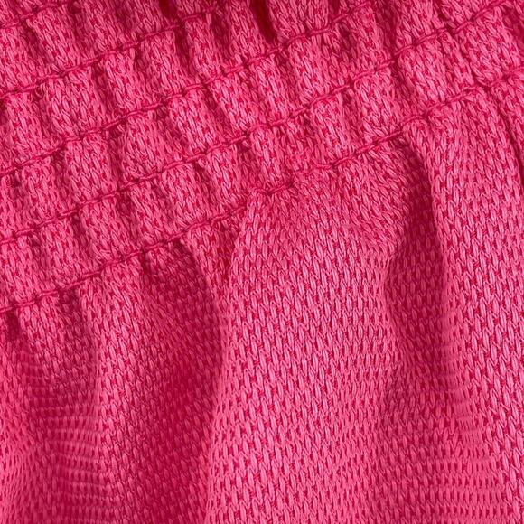 TUCKERNUCK Top XS Shirred Ruffle Off the Shoulder Long Sleeve Blouse Pink - Picture 8 of 13